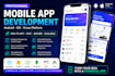 develop a professional android and ios app using kotlin, react native, flutter