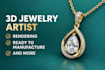 create custom jewelry cad design, 3d jewelry modeling and realistic 3d rendering