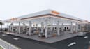 restyle 3d gas station design, petrol station external cgi render, site 3d model