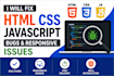 fix HTML CSS javascript bugs and responsive website issues