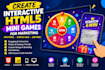 create interactive HTML5 mini games like spin wheel, scratch card for marketing