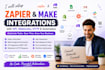 setup zapier and make integrations with API webhooks http and automation
