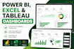 create interactive power bi dashboard, tableau  and excel dashboard