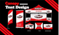 design a canopy tent design, feather flag, and tablecloth