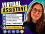 data entry, web research, excel and admin support