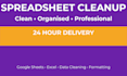 organise and format your google sheets or excel spreadsheet