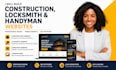 build construction, locksmith website, locksmith landing page, handyman website