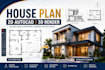 house plan 2d autocad floor plan elevation section 3d render modern home design