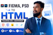 convert figma website to HTML or reactjs using tailwind CSS