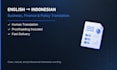 translate english to indonesian business, finance, and policy documents