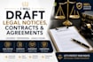 draft legal notices, contracts, agreements and petitions
