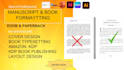 typeset book, manuscript formatting, KDP, proofreading, book layout design