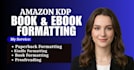 do book formatting, kdp book publishing, paper back, kindle
