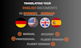 manually translate from english to spanish and german