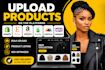 upload products on shopify, printify, printful, amazon, etsy, woocommerce store