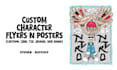 make flyer poster  chibi anime cartoon character y2k grunge illustrations