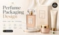 design luxury perfume bottle, label, packaging box and 3d mockup