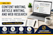 content writing , article writing ,  and web research