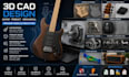 3d cad guitar, product , mechanical design precision models prototypes