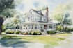 watercolor house art in unique