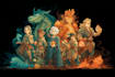 illustrate your full dnd party for tabletop rpg campaigns