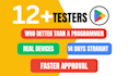 provide 12 testers for google play closed testing for 14 days 12 real tester