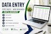 do accurate data entry, copy paste, typing and web research