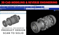 do reverse engineering from 3d scan stl obj and mesh to step cad model