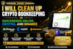 clean up crypto bookkeeping in quickbooks online, cryptio, and binance
