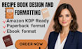 design and format cookbook layout recipe book ebook formatting
