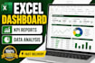 create interactive excel dashboards, KPI reports and business analysis
