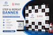 design a clean step and repeat, and rectangular banner