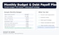 create a simple monthly budget and debt payoff plan