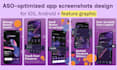 design aso optimized app screenshots for ios, play store feature graphics
