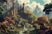 draw a natural landscape and background illustration