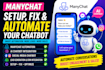 setup fix manychat automation manychat social media ai chatbot automation