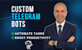 develop a custom python telegram bot with ai and API integration