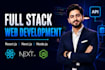 develop a custom full stack website using react next js and node js