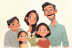 draw a disney family portrait illustration