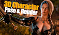 create cinematic 3d character renders and promo art
