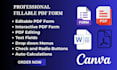 create fillable pdf form editable, interactive PDF form and online form