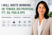 write winning UK tender, bid proposal, itt, sq, pqq and dps