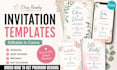 design editable canva etsy invitation card templates, wedding, birthday invite