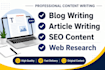 write blog posts articles and web research