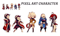 draw pixel art character sprite sheet animation hits pixel asset 8bit tileset