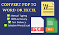 manually convert PDF to word or excel