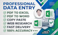 data entry, PDF to excel, PDF to word