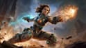 create cinematic game key art, splash character illustration