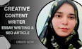 do creative content writer, essay writing and SEO article