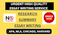 do essay, research and summary writing urgently